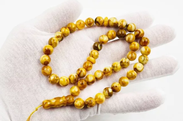 Chapelet Ambre Perles ROSAIRE BALTIQUE AMBRE rond misbah tasbih 45 perles...