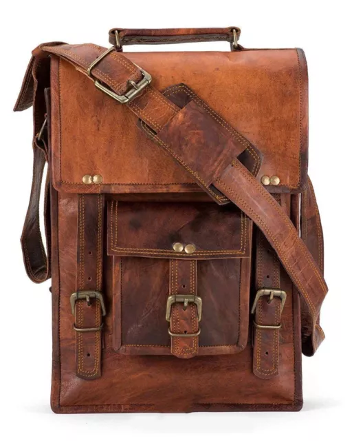 Men's Vintage Leather Messenger Laptop Satchel Shoulder Crossbody Briefcase Bag