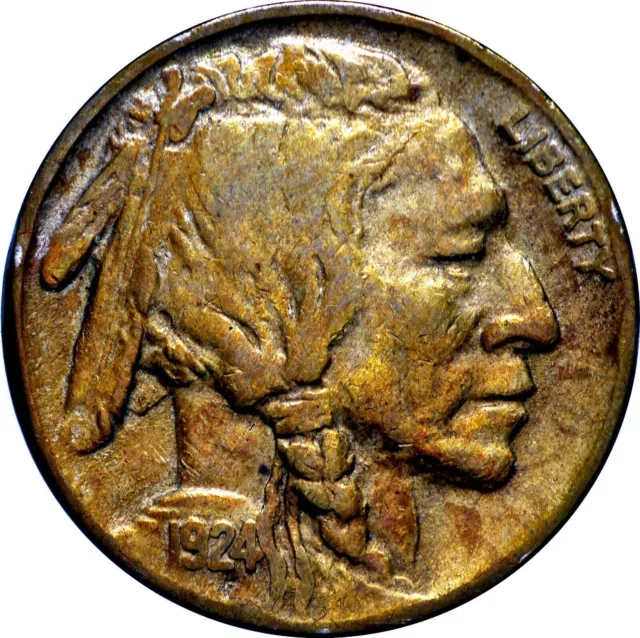 USA 1924 5 fünf Cent Buffalo Vereinigte Staaten Unglaubliche TOP-TONED Hohe...