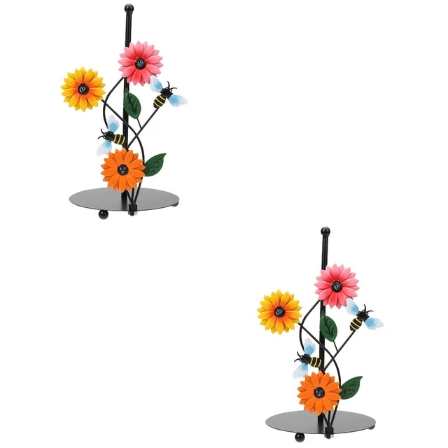 2 piezas Soporte para toallas de papel girasol Soporte para escritorio Papel decorativo Rollo de toalla