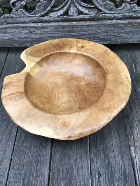 Solid Teak Wood Serving Bowl Hand Carved Plate Tray-Table Decoration 3d 2