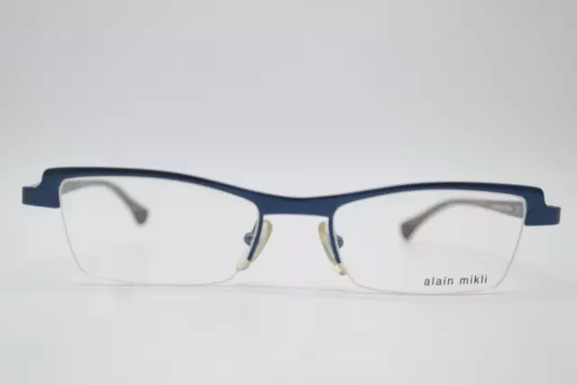 Vintage Lunettes Alain Mikli A0213 Bleu Braun Démi Monture Lunettes