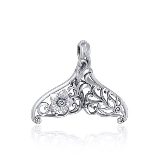 Whale Tail  Filigree Sterling Silver Pendant by Peter Stone Fine Jewelry