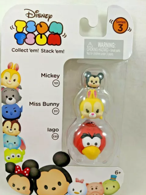 Disney Tsum Tsum 3 PACK SERIES 3 Mickey Mouse Miss Bunny Iago Stack Em NEW