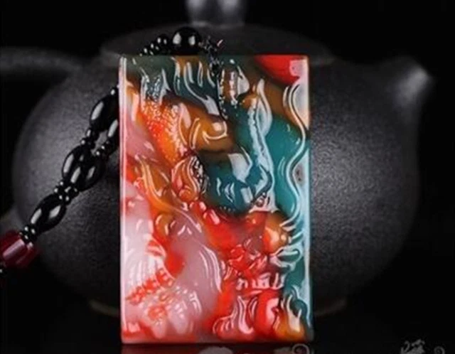 Jade Dragon Pendant Jadeite Natural Gifts Carved Jewelry Amulet Necklace