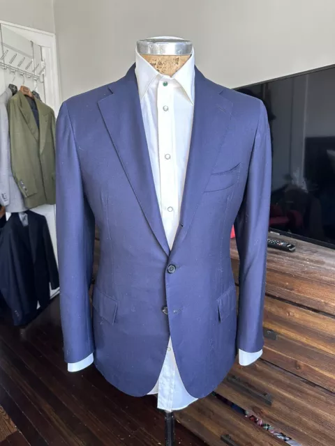 Cesare Attolini Napoli Full Suit 38U Super 130s Wool & Cashmere Navy Soft Hand