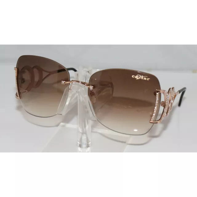 New Caviar Butterfly M6862 C21 Rose Gold Sunglasses w/ Swarovski Crystals