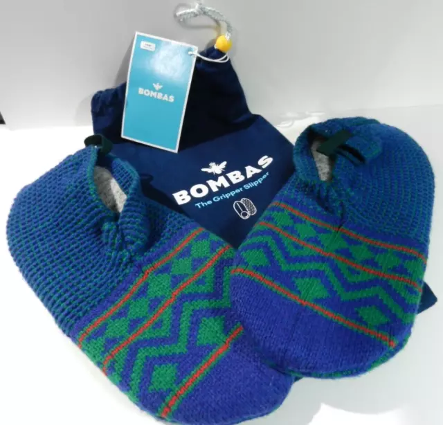 NWT Bombas The Gripper Slippers & Storage Travel Bag Women Size L Royal Blue