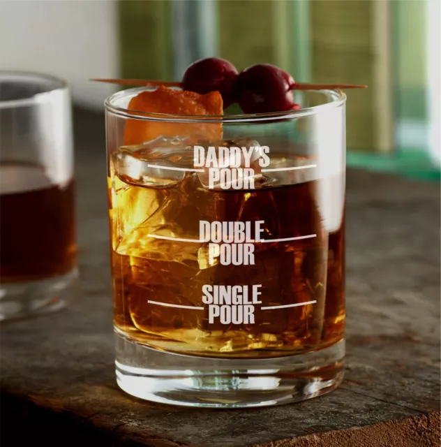 Personalized Whiskey Glass Gifts for Him - Pour Lines on a 12oz Rocks Glass