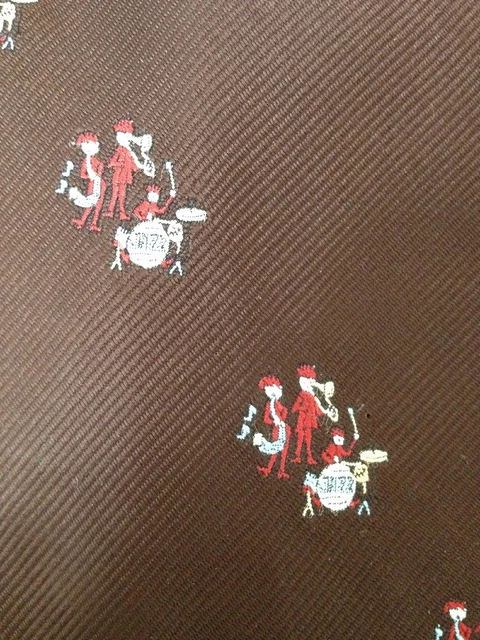 Vintage 70s Jazz Band Drums Saxaphone Trombone Andhurst Wide Polyester Tie Vintage 70s Jazz Band Drums Saxaphone Trombone Andhurst Wide Polyester Tie