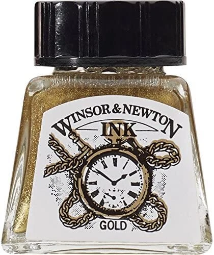Tinta de dibujo de pintura Windsor & Newton WN283 color especial oro bronce metálico