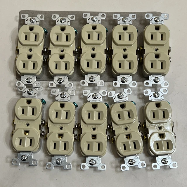 10 EATON IVORY COMMERCIAL Grade Outlet Receptacles NEMA 515R 15A 125V