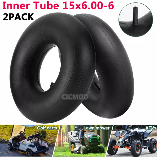 2PCS Inner Tube 15x6.00-6 for 15" Tyre Wheel  Lawn Mower ATV Golf Cart TR13 Tire