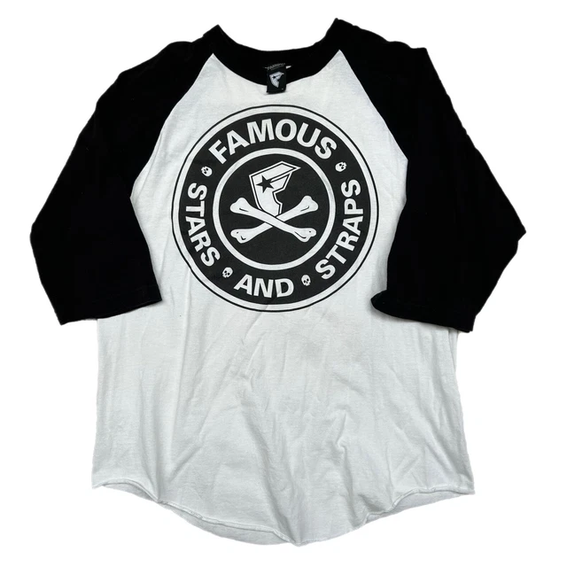 Men’s Famous Stars & Straps Large 3/4 Sleeve Tee Regular Fit Punk TShirt T Shirt