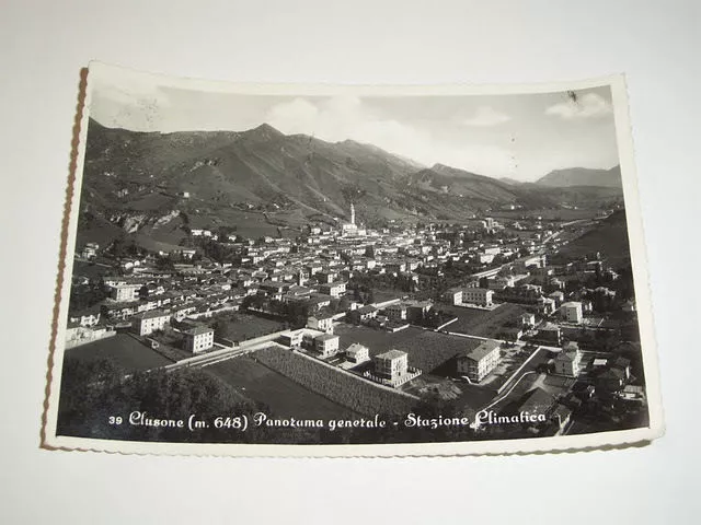 Cartolina Clusone ( Bergamo ) - Panorama generale 1945 ca