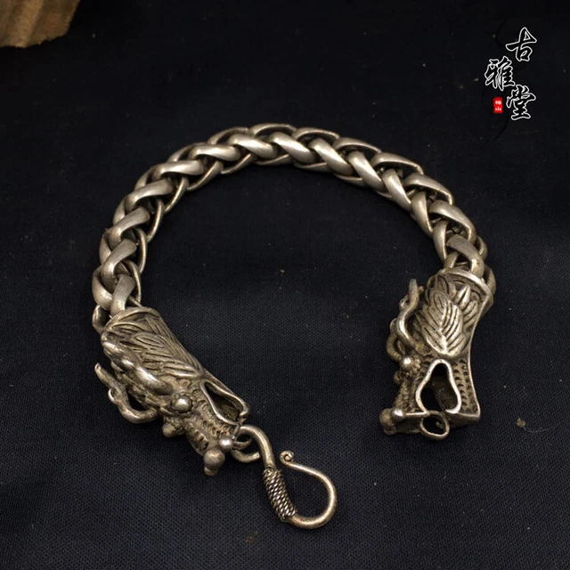 Collectible Tibet Silver Handwork Dragon Amulet Bracelet Exquisite Chinese new