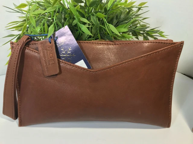 Rachel Roy NWT leather wristlet purse, Rachel Roy natural brown leather wristlet