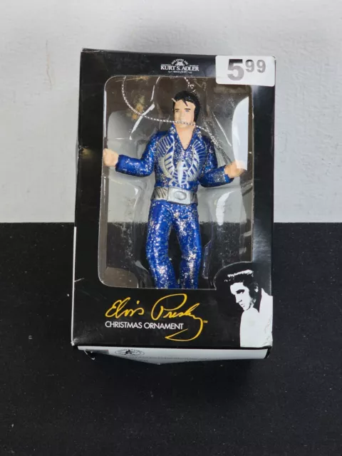 Rare Kurt Adler Elvis Presley "The King" Dark Blue Jumpsuit Christmas Ornament