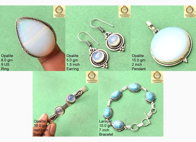Opalite Ring Earring Pendant Bangle Bracelet 5pc Bulk Jewelry Lot CMB-46881_85