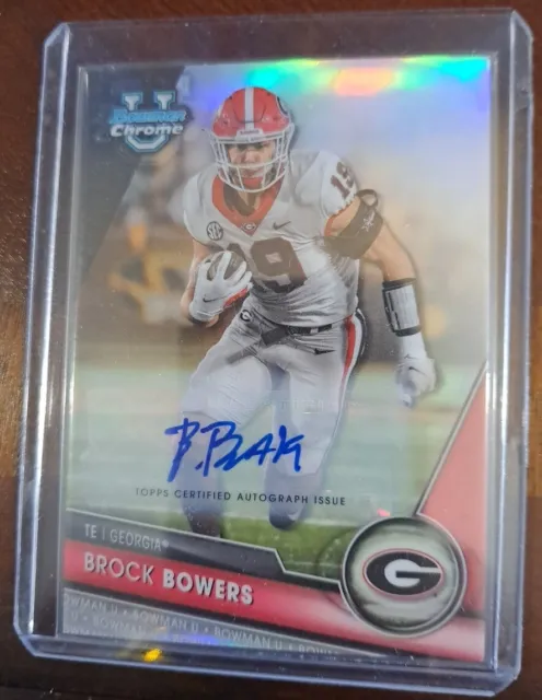 2023 Bowman Chrome U Brock Bowers AUTO /499 Silver Refractor SP TE-1 Top 5 Pick!