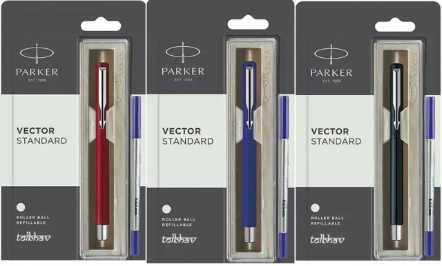 Parker Vector Chrome Trim CT Rollerball Pen Tintenroller, blaue Tinte,...