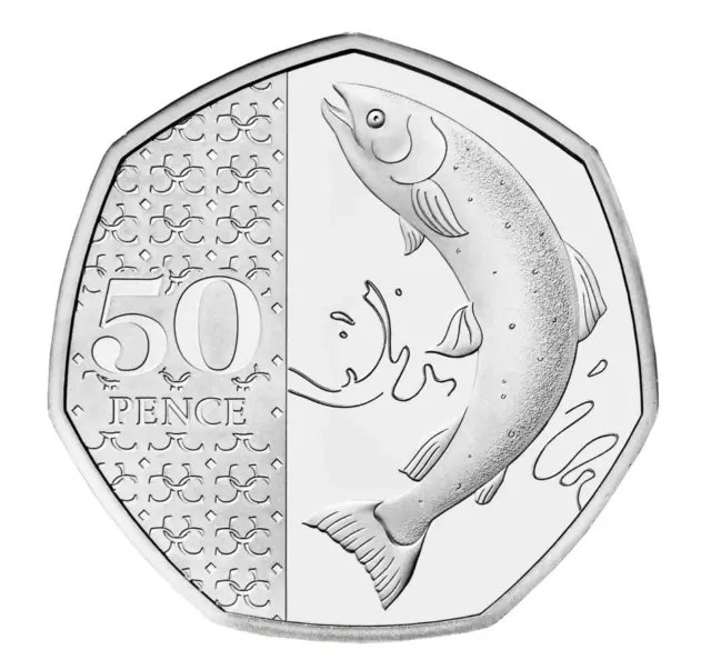 2024 Atlantic Salmon Fifty 50 Pence Coin Brilliant Uncirculated Bu Coin