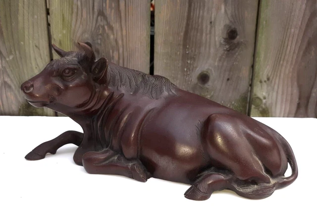 Antique Japanese Bronze Bull Sculpture Signed Meiji Period