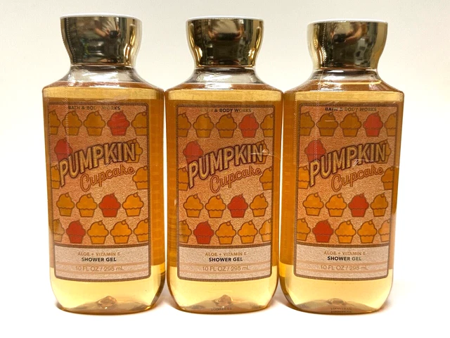 New 3 Bath & Body Works Pumpkin Cupcake Women Body Wash Shower Gel 10 Fl Oz Aloe