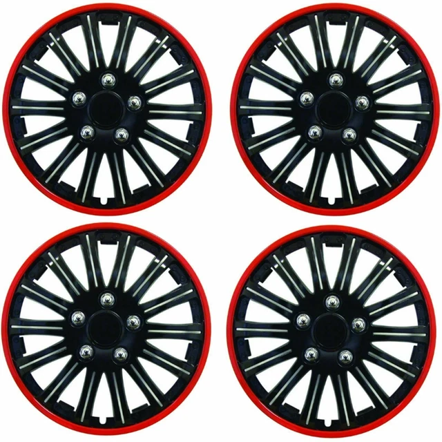 Set copricerchi auto Streetwize 14" nero rosso cerchi set di 4 coprimozzi