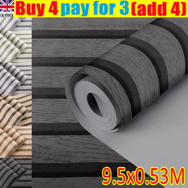 10M Wooden Slat Panelling Wallpaper 3D Wood Panel Faux Effect Stripes Feature BO