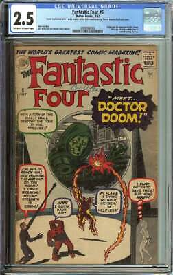 Fantastic Four #5 Cgc 2.5 Ow/Wh Pages // Origin/1St Appearance Of Doctor Doom