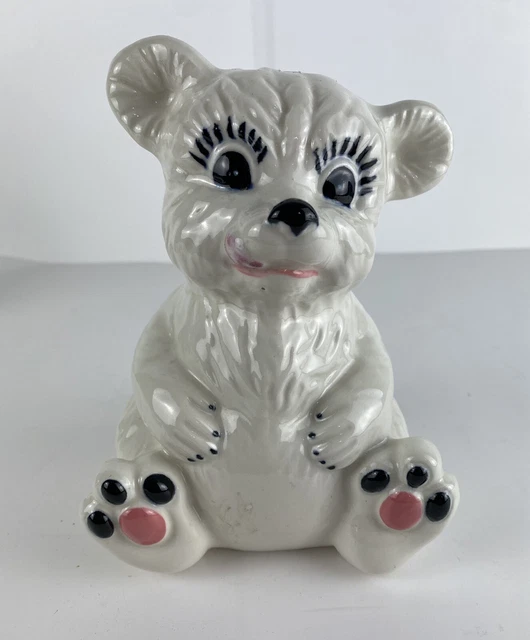Chubby Bear Bank White Nihon Yoko Boeki Eyelashes Japan Children’s Vintage 7”