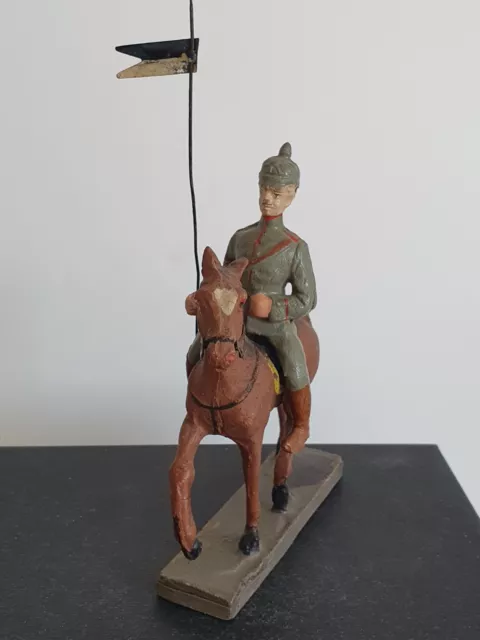 Elastolin Lineol Soldat Kürassier Lanze zu Pferd Preußen Militär I WK Masse 14cm