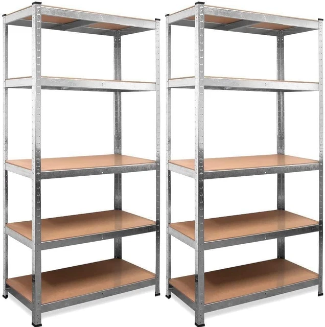Scaffale (2 Pezzi) Mensola Scaffali Scaffalatura Metallo Zincato 5 Ripiani L90Xp