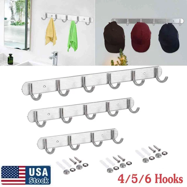 4/5/6 Hooks Coat Robe Hat Clothes Wall Mount Hanger Towel Rack Holder Organizer