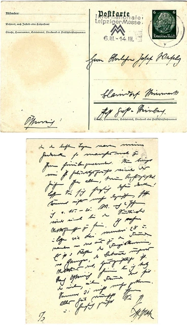 ALTE POSTKARTE 1938 von Deutsches Reich Post mit Briefmarke und Stempel