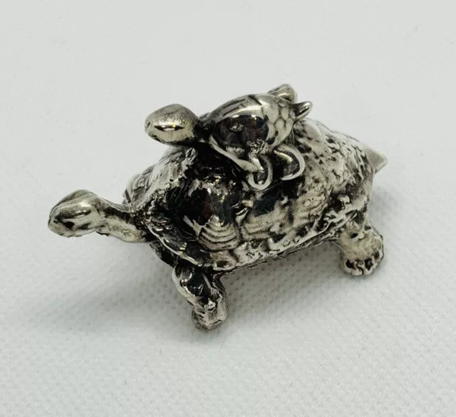 Vintage Sterling Silver 925 Double Turtle Figurine Sculpture SIGNED