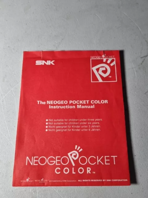 Neo Geo pocket Color ENGLISH LANGAUGE INSERT MANUAL ONLY Authentic