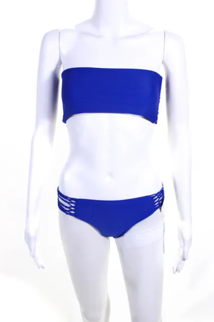 Mikoh Swimwear Women's Two Piece Strappy Bandeau Swimsuit Blue Size S M