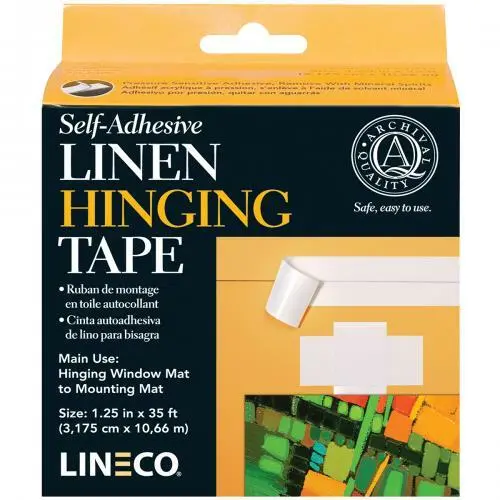 Lineco Self Adhesive linen Hinging tape 1.25 in. x 35 ft. white linen tape