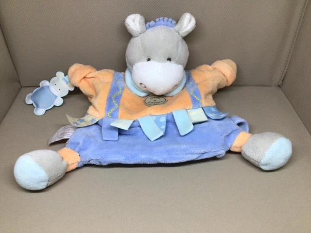 Doudou Marionnette Ane Mario Doudou Et Compagnie Âne Et Cheval Orange Et Bleu 26