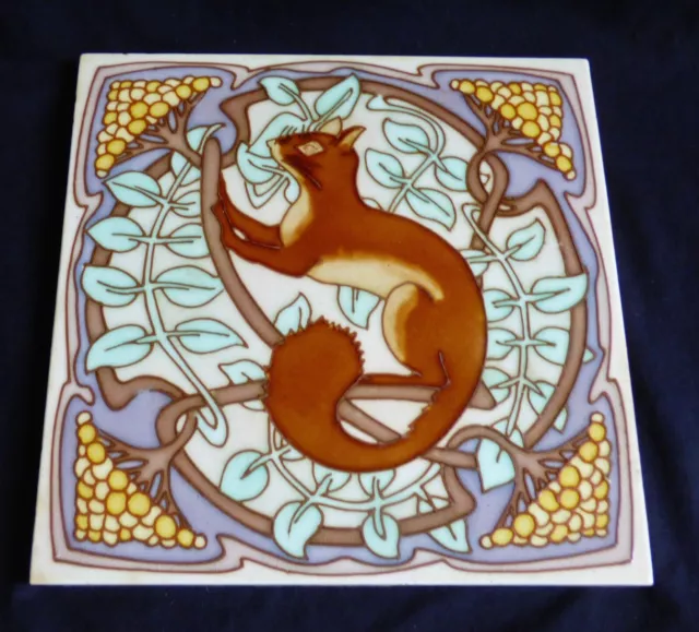 RARE Gilardoni & freres SQUIRREL Art Nouveau Tile Carreau 1900 Jugendstil Fliese