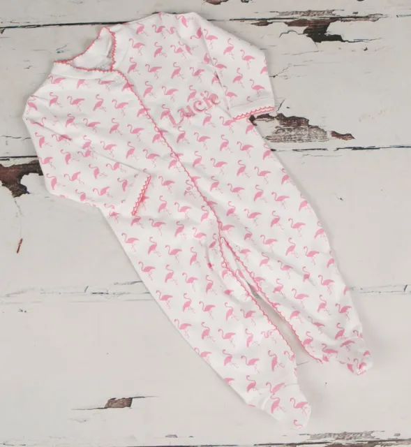 Baby Girl Flamingo Design Sleepsuit PERSONALISED 0-24 Months