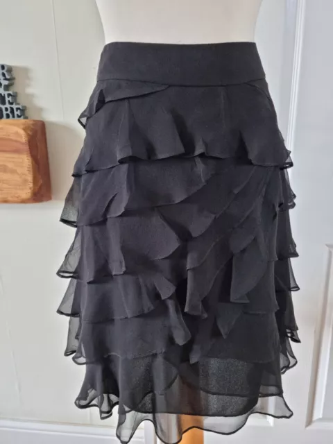 Monsoon Stunning 100%silk Chiffion Teired Fully Lined Skirt Uk 16 Bnwt ...