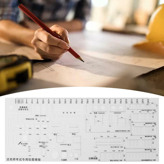 PLASTIC DRAWING RULER Architectural Template Drafting Ruler Measuring ...