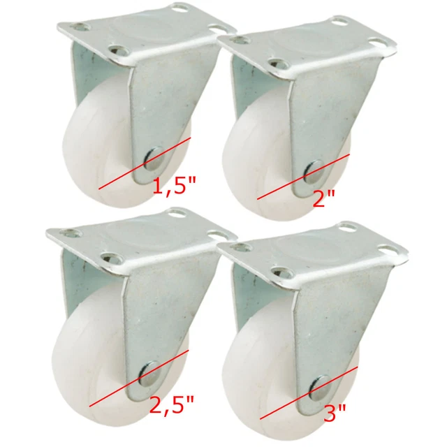 Set 2 ruote plastica per carrello con staffa fissa ruota rotella misure varie