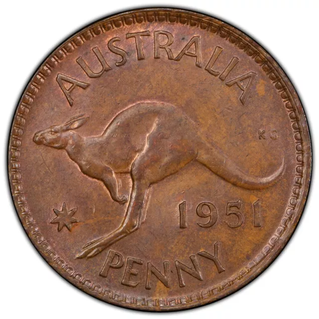 Australia 1951 (m) One Penny 1d George VI - PCGS MS64BN (46770772)