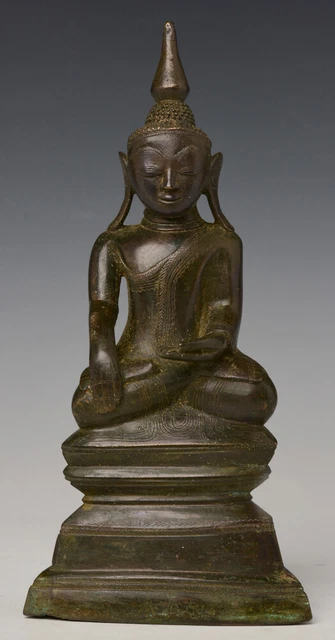 17th Century, Shan, Antique Burmese Bronze Seated Buddha