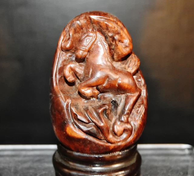 Chinese Hainan Huanghuali root carved Horse Zodiac sculpture 海南黄花梨根雕马本命年