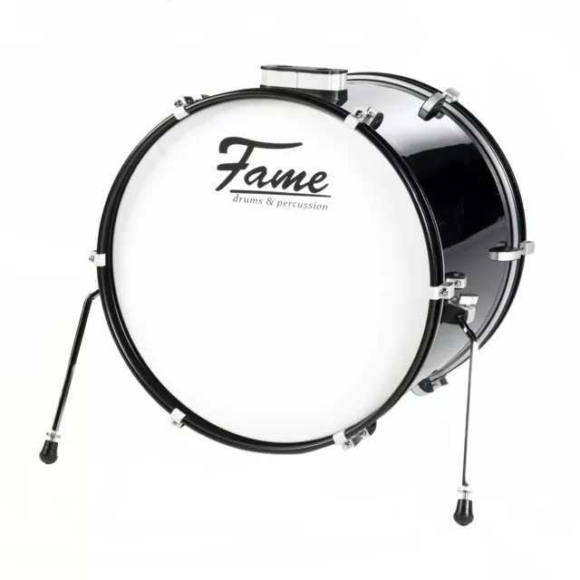 Fame First Step Bass Drum 20"x16", Piano Black, Mischholz Kessel, Aluminium Hard